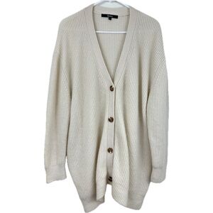 Quince Mongolian Cashmere Oversized Boyfriend Cardigan Sweater Ivory Size Large